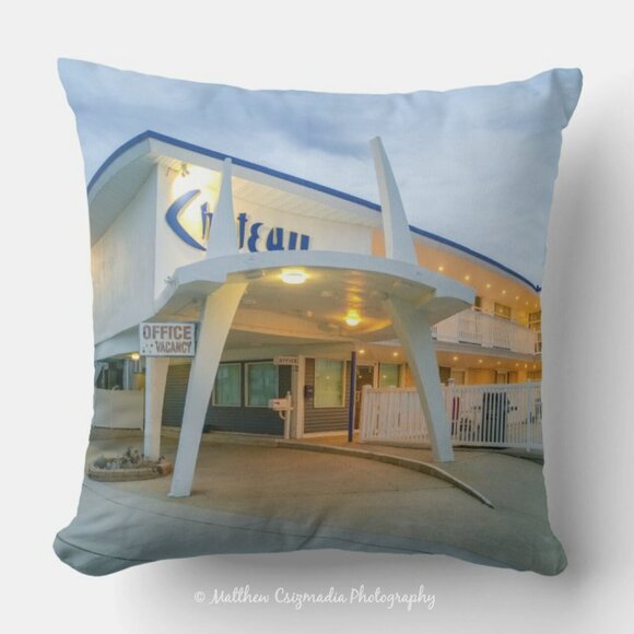 Checking Into Chateau Bleu Throw Pillow - Picture 1 of 1